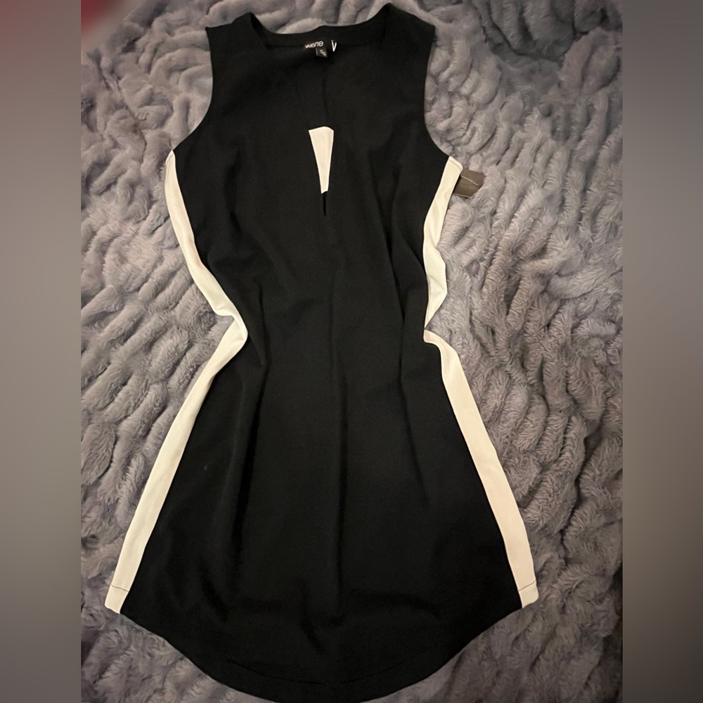 Valette Black and White Stripe Sleeveless Bandeau Cutout Dress NWT